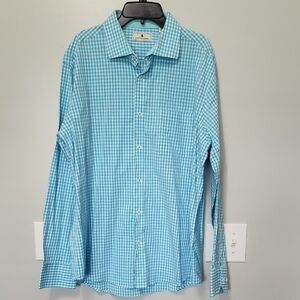 Men's Southern Pines Aqua Checkered Button Down Shirt